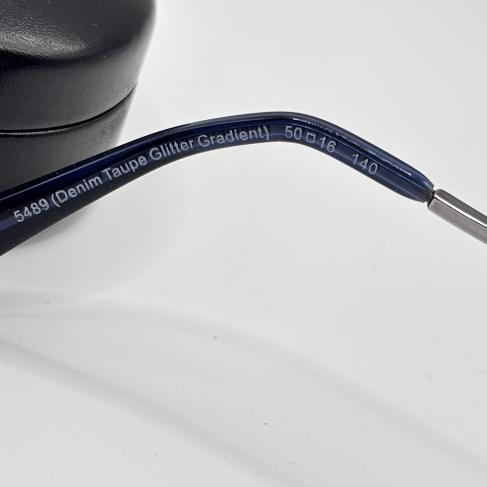 Preppy Sparkle Eyeglasses Coach HC6110 50mm Denim Taupe Glitter Acetate Silver - Picture 3 of 14